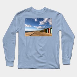 Blyth Beach Huts in August Sunshine Long Sleeve T-Shirt